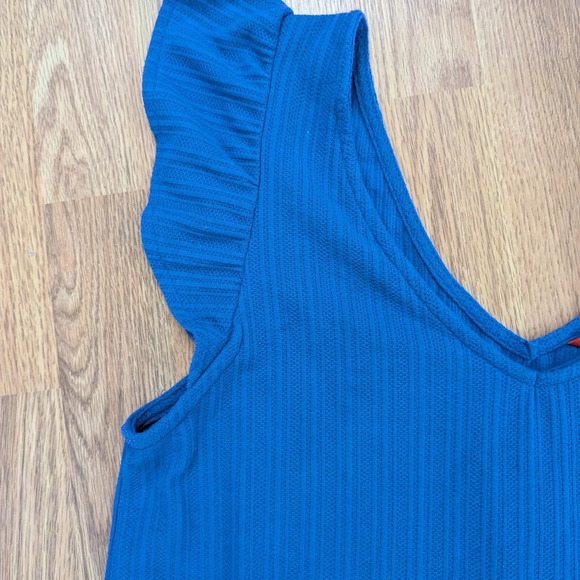 Joe Fresh Blue Sleeveless Ruffled Blouse - Picture 1 of 4